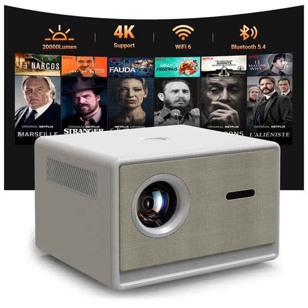 Proyector Proyector Inteligente Con Wifi Y Bluetooth Proyector 4K 1080P Pantalla De 120'' Proyector De Películas Auto Keystone Compatible Con Hdmi/Usb/Smartphone/Pc/Laptop