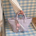 thumbnail image 6 of Hfppkn Purple PU Leather Tote Shoulder Bag, Solid Color Handbag for Women Daily Shopping Use, Purple 27.5x15x13cm, 6 of 7