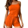 thumbnail image 2 of LIZUOJUN Pajamas For Women Set Camisole Tops 2 Piece Sleepwear Summer Shorts Solid Color Ribbed Knit Soft Stretchy Breathable Lightweight Loungewear Home Pajamas - 2XL, 2 of 5