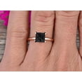 thumbnail image 4 of Startling Black Diamond Moissanite Solitaire Engagement Ring On 10k Rose Gold 1.30 Carat 7mm Cushion Cut Heart Prong Promise Band Anniversary Gift, 4 of 7