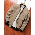 thumbnail image 4 of FAROOT Men's Bomber Jackets Solid/Contrast Color Stand Collar Long Sleeve Zip Front Coat, 4 of 6