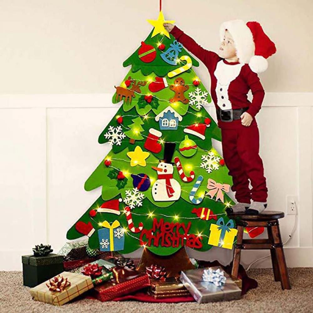 Kids DIY Felt Christmas Tree with Ornaments Xmas Gift New Year Xmas Decoration 