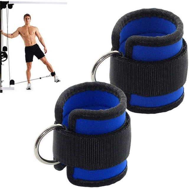2 correas de tobillo para entrenamiento de fuerza, correa de muñeca de tobillo ajustable con anillo en D con coletas duraderas para abdominales, piernas y botones, ejercicios de pesas para hombres y