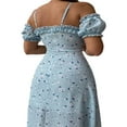 thumbnail image 3 of AMERTEER Robe de Plage Décontractée à Bretelles Spaghetti, Épaules Dénudées, Col en V Profond, Fendue, Florale pour Femmes, 3 of 6