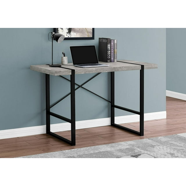 Monarch Specialties Computer Desk, Home Office, Laptop, 48"l, Work, Metal, Laminate, Grey, Black, Contemporary, Modern