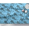 thumbnail image 2 of Soimoi Blue Cotton Voile Fabric Foot Print & Text Print Fabric by the Yard 42 Inch Wide, 2 of 3
