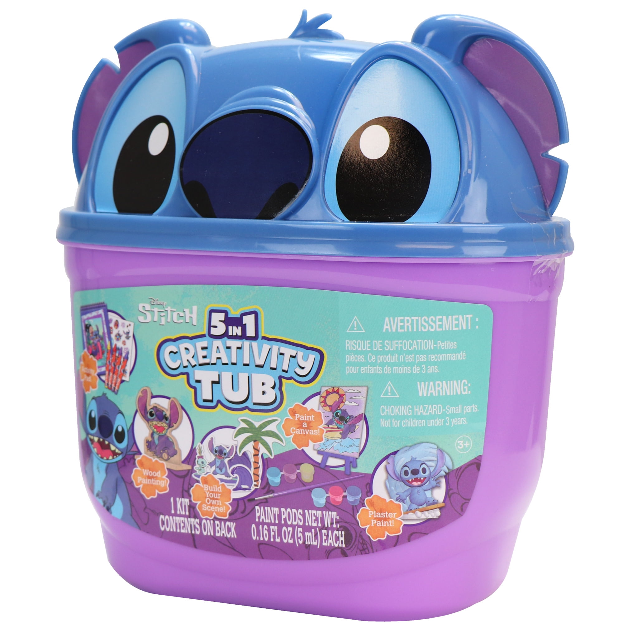 Tara Toy: 5-In-1: Creativity Tub - Stitch - Build Your Own Scene. Canvas-Wood-Plaster Painting, Stickers & Coloring, Disney Activities Kids Ages 3+