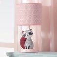 Lambs & Ivy Little Woodland Pink Raccoon Lamp with Shade & Bulb