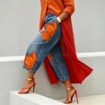 thumbnail image 5 of Textilo Womens Floral Print Jeans Wide Leg High Waisted Denim Pants with Pockets Cropped Jean Baggy Trendy Loose Casual Clothes,Orange 2XL, 5 of 5