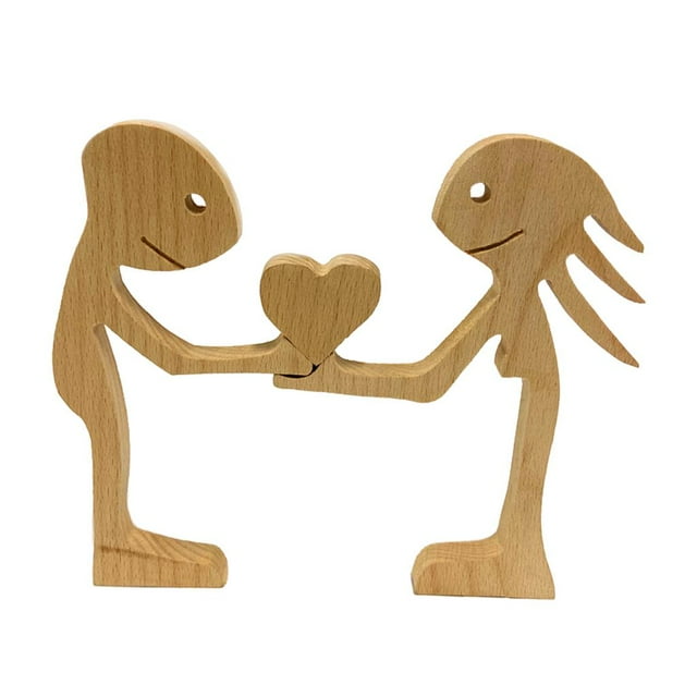 Decoración del hogar familiar Figuras humanas personalizadas Estatuas de madera Talladas Artesanías A
