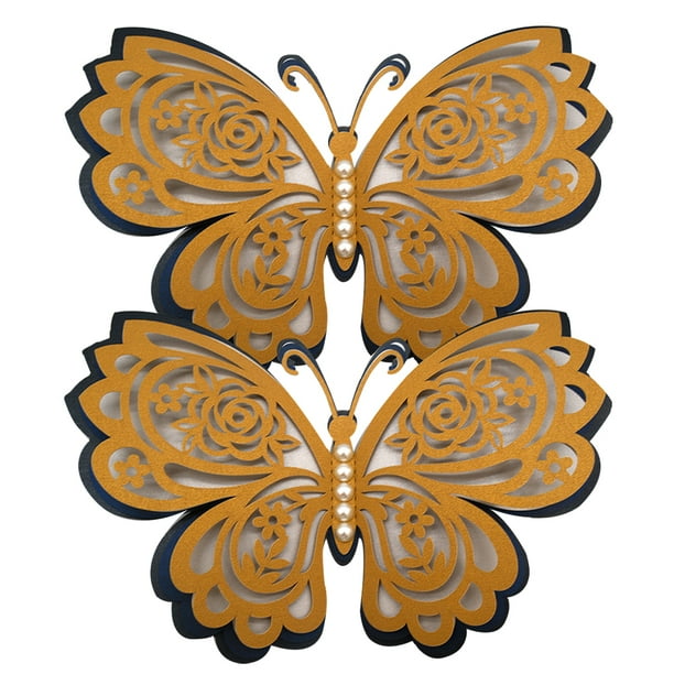 KAKOWELY pegatinas creativas de mariposa 3D para bodas, fiestas, decoración de pared con perlas huecas de cuatro capas.