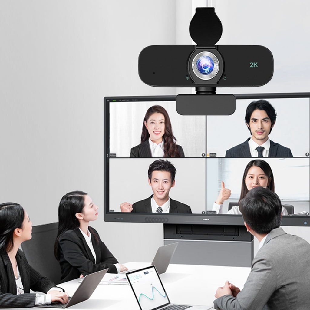 USB Webcam with Built-in Noise Cancelling Microphones and Adjustable Tripod for 1080P 2K 4K Video in Conferences