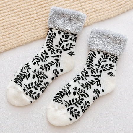 

Winter Clearance! TMOYZQ Women s Winter Fuzzy Socks Warm Cozy Sherpa Fleece Lined Slipper Socks with Grippers Non Slip Super Soft Thick Christmas Sock Fluffy Thermal Home Socks