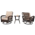 thumbnail image 4 of Tcbosik 3 Pieces Outdoor Furniture Set, 2pcs Swivel Rocking Chair with Cushion, Coffee Table with Glass Top, Wicker Patio Conversation Set for Garden, Deck, Backyard, Brown, 4 of 11