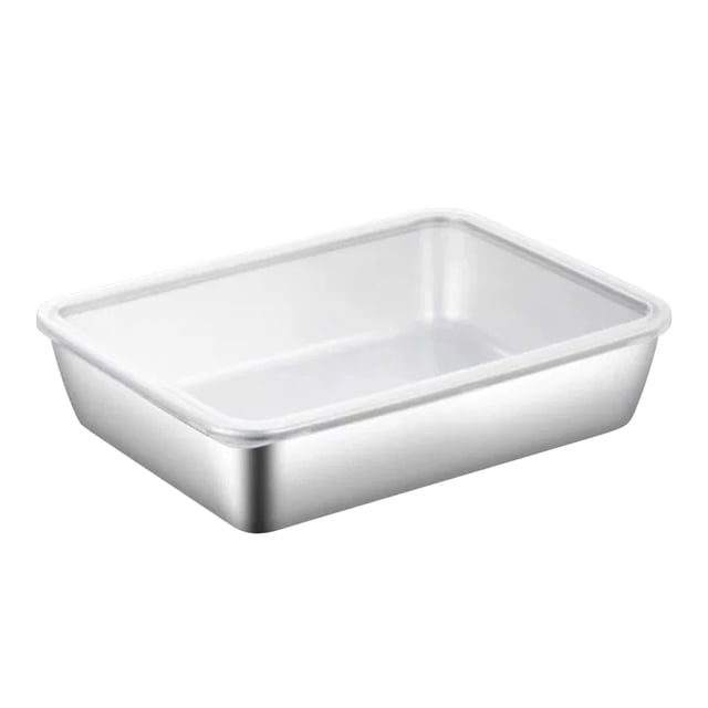 Birdeem Stainless Steel Pot, Stainless Steel Food Preparation Box Refrigerator Preservation Box Sub Hot Pot Side Box Rectangular Outdoor Cooking Picnic Box, Cooking Pots with Lids, on Food and Cooking