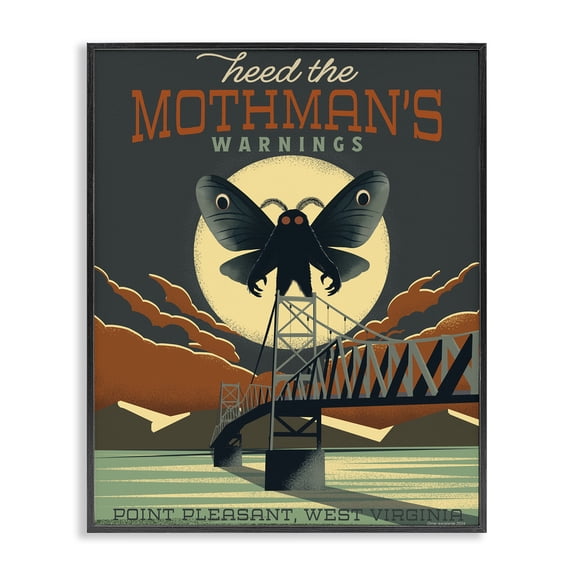 Stupell Industries Cryptid Tourism West Virginia Black Framed Giclee Art, design by Omar Escalante
