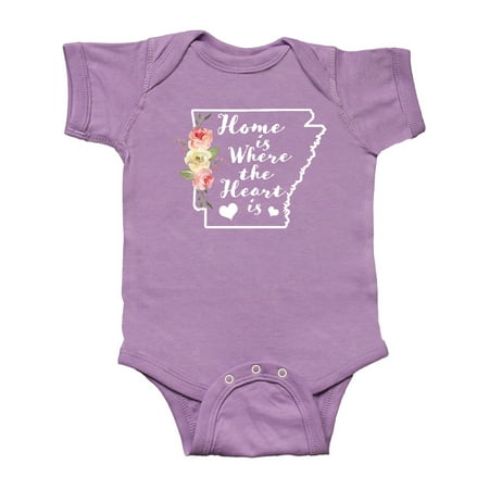 

Inktastic Arkansas Home is Where the Heart is with Watercolor Floral Gift Baby Boy or Baby Girl Bodysuit