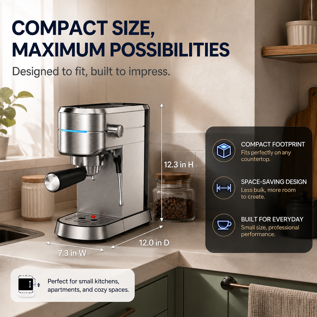 Nicwin 15-Bar Espresso Machine With Milk Frother & Steam Wand photo 5