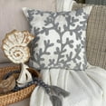 thumbnail image 4 of Silver Pillow Cover 20x20 inch (50x50 cm), Designer Silver Pillow case, Beaded Corals Beach Ocean Pillow Cover, Floral Mediterranean Cushion Cover, Square Silk, Sea - Silver Coral, 4 of 10
