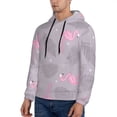 thumbnail image 3 of Kdxio Pink Flamingo Print Mens Casual Hooded Collar Drawstring Hoodies Pullover Sweatshirts Casual Long Sleeve Shirts-Medium, 3 of 7