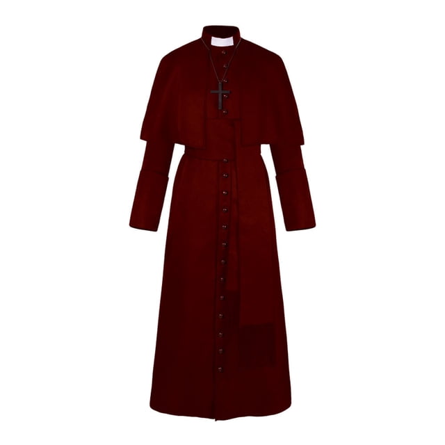 Ropa de cosplay de sacerdote de color sólido Ropa de cosplay retro medieval de sacerdote de Halloween