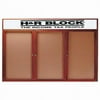 Aarco Products CBC4896-3RH 3-Door Enclosed Bulletin Board with Header - Cherry