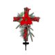 thumbnail image 1 of Estaca navideña, alimentada por energía solar con luces de hadas, metal, ratán natural, flor de Pascua roja y bayas como se muestra, 1 of 5