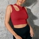 thumbnail image 4 of Correr camisetas sin mangas para las mujeres Sexy Hollow Sin mangas Cuello redondo Color sólido Tirantes Tight Slim Slim Backless Chaleco Body Shaping Ropa interior (Red, M), 4 of 6