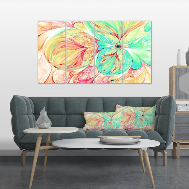 Red Green Paper Flower - Floral Art Canvas Print