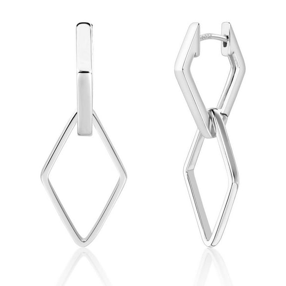 Lancharmed Silver Plated Hypoallergenic Earrings,Double Rhombic Earring Sister Gifts form Sisters