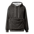 thumbnail image 5 of NMMUED Cat Hoodie with Pouch Fleece Hoodie Pet Hoodie Carrier Fuzzy Top Cat Pocket Hoodie Warm Hoodies for Women Cat Carrying Hoodie Dark Gray S, 5 of 6