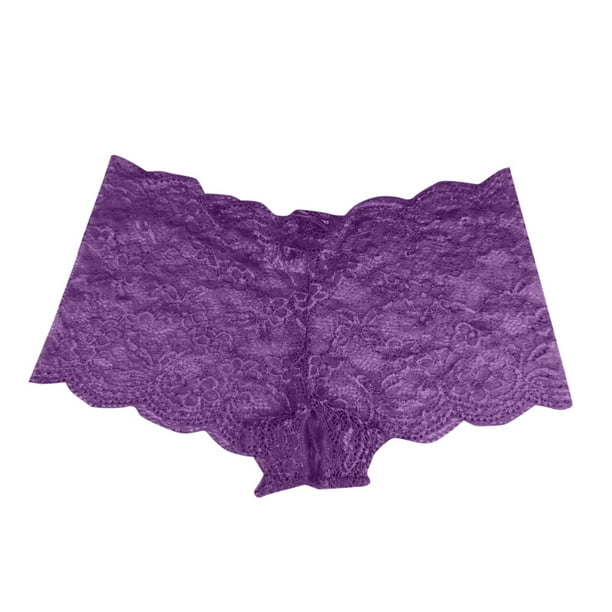 nsendm Female Underpants Adult Women's Athletic Underwear Women's Sexy  Underwear Sexy Lace Open Panties Multi Color Plus Size Sheer Bikini(Purple