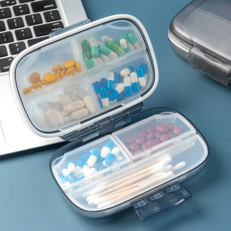 Gerich Pill Box Small, Portable Sealed Home Medicine Box Large Capacity  Multi Compartment Waterproof for Travel & Daily Use 