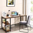 Home Office Computer Desk with 2 Storage Shelves, Industrial Study