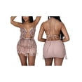 thumbnail image 4 of Liacowi Women Belly Dance Hip Skirt with Bra Crop Top Sequins Tassel Sets Boho Bikini Rave Party Nightclub Festival Costume, 4 of 5
