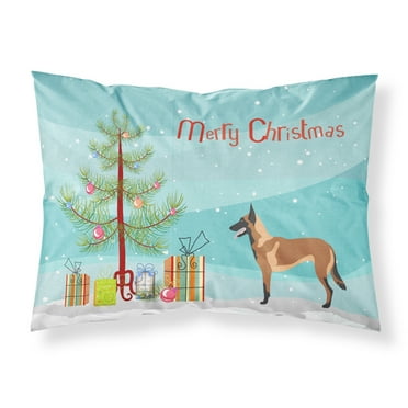 Malinois Belgian Shepherd  Christmas Fabric Standard Pillowcase