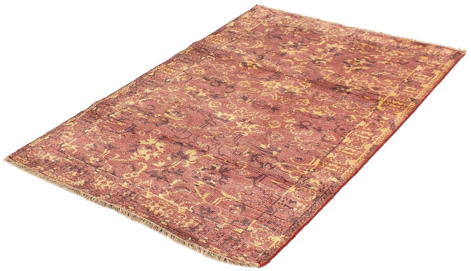ECARPETGALLERY 5'1" x 7'10" Bordered Jules Oushak Hand-knotted Area Rug for Living Room, Dining Room and Bedroom in Red