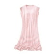 thumbnail image 2 of LYEAA Striped Sleep Dress Womens Sleeveless Plus Size Cozy Summer Long Night Gowns Chemise Crew Neck Loose Casual Soft Pajamas Sleepwear Loungewear Fashion Elegant Women's Nightdress Pink XL, 2 of 3