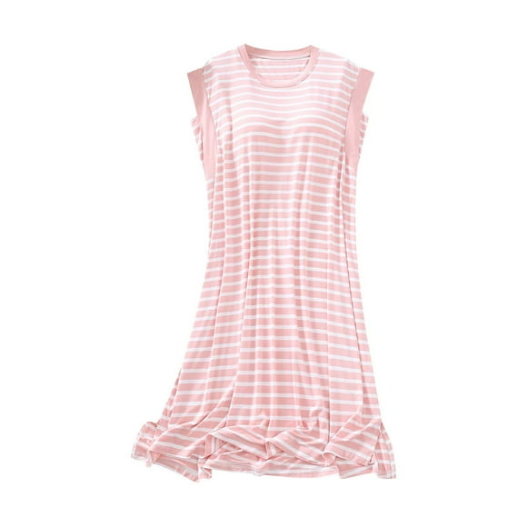 Vente de Liquidation Chemises de Nuit Décontractées Mi-Mollet pour Femmes avec Robe de Nuit Douce pour la Maison (Rose, 2TG)