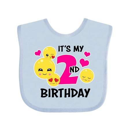 

Inktastic Its My 2nd Birthday with Emojis Gift Baby Girl Bib