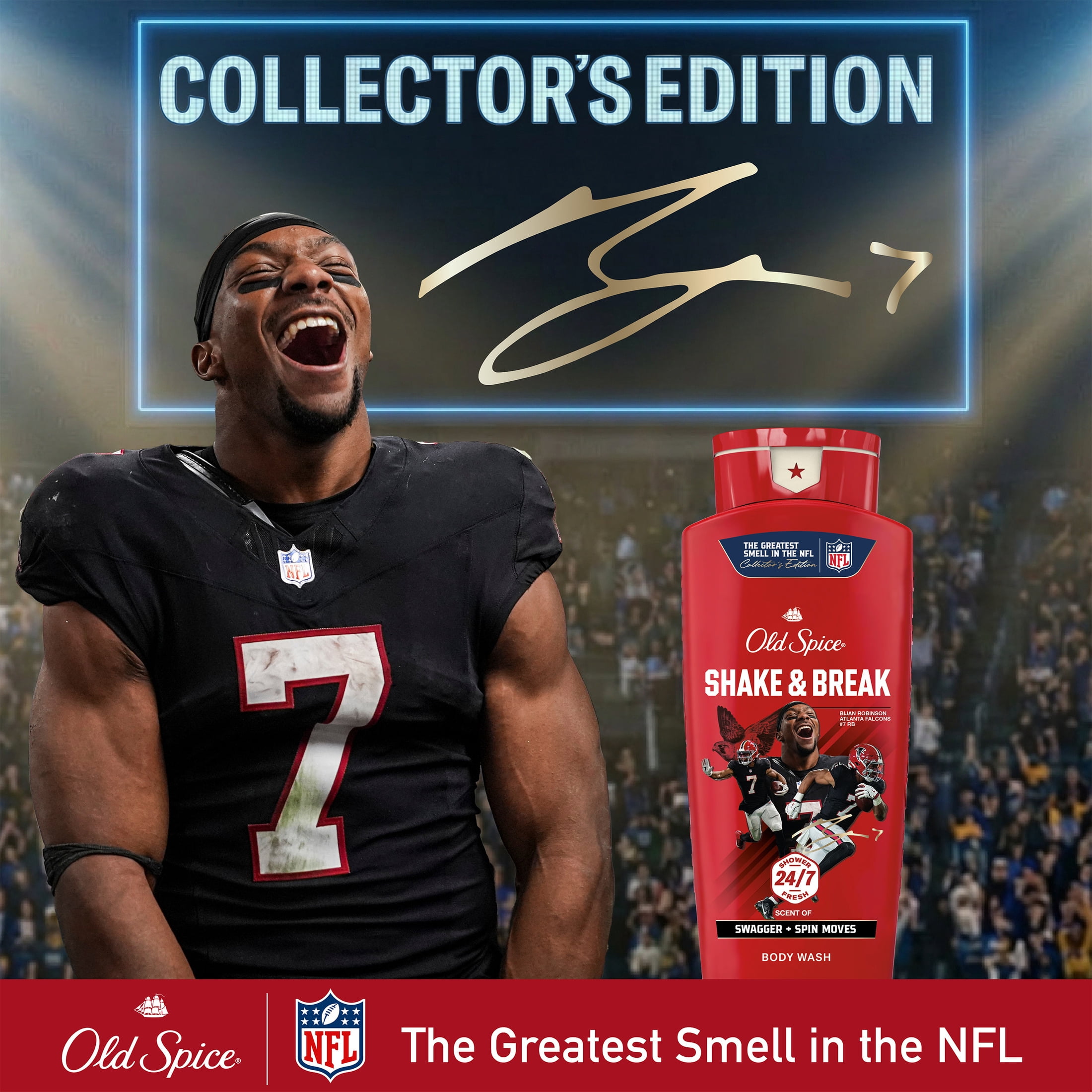 Old Spice Body Wash for Men, NFL Collection, Bijan Robinson, Scent of Swagger + Spin Moves, 24 fl oz