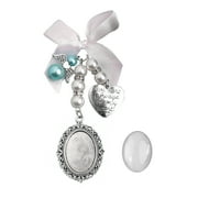 WAYHERO Wedding Bouquet Charm Lace Oval Bridal Bouquet Angel Charm Memorial Photo Charm