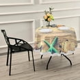 thumbnail image 7 of SKYSONIC Summer Holiday Seashells Round Tablecloth 60inch Indoor Wrinkle Free, Vintage Retro Wooden Circular Lace Table Cover Washable for Kitchen Party BBQ Dining Decor, 7 of 7