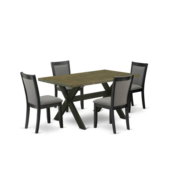 X676MZ650-5 5Pc Dining Set - Rectangular Table and 4 Parson Chairs - Multi-Color Color