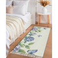 thumbnail image 3 of Flower Butterfly Entryway Runner Rug 2x4ft,Blue Purple Watercolor Wilflower Washable Woven Living Room Hallway Bedroom Kitchen Carpet with Tassels,Indoor Outdoor Throw Door Mat for Entryway, 3 of 5