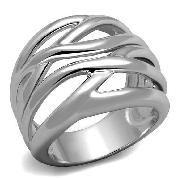 Women Rhodium Brass Ring with No Stone in No Stone - Size 9