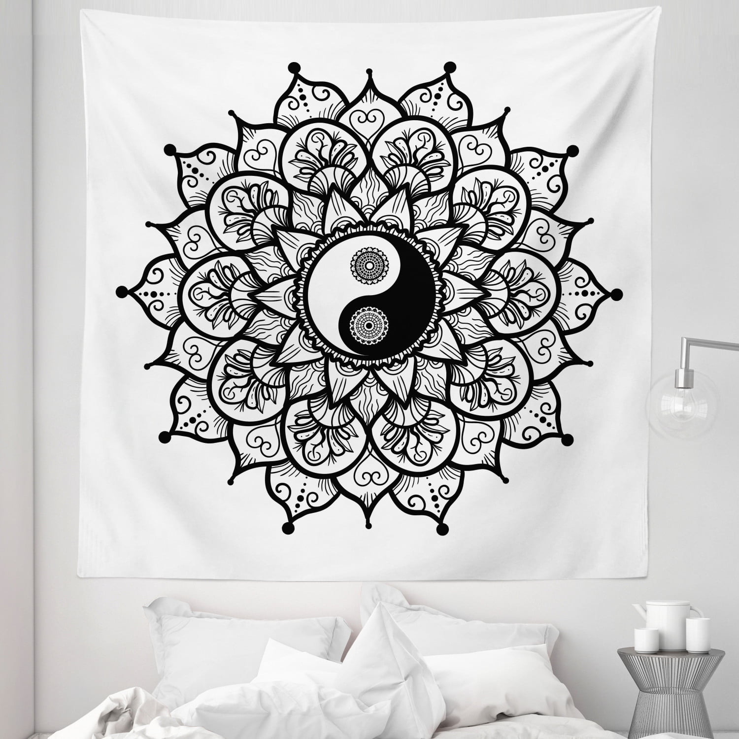 Brush Yin-Yang Mandala Tapestry Cotton Poster Bohemian Wall Hanging Home Decor 