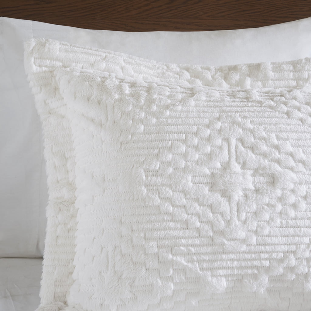 Woolrich Teton Embroidered Plush Coverlet Set, King/Cal King, Ivory