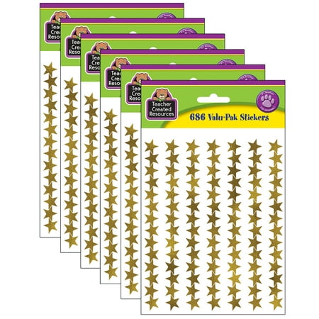 UPC: 0194629032129 | Teacher Created Resources Gold Foil Star Stickers Valu-Pak 686 Per Pack 6 Packs