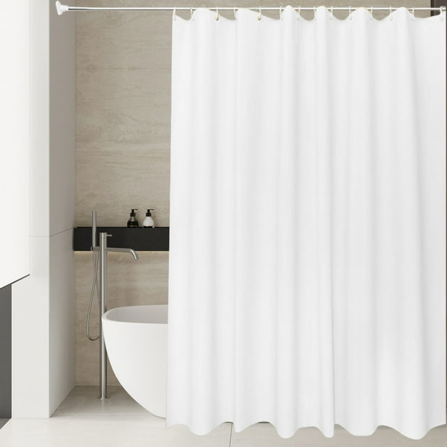 Maplenight Solid Color Shower Curtain Liner 79 x 71 Inch Waterproof Fabric Bathroom Curtain With Hooks Simple Modern Design For Tub Toilet Closet Polyester Washable Extra Long White